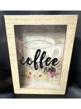 New NWT Coffee Fund Shadow Box Piggy Bank Home Decor